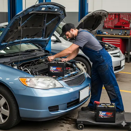 تعویض باتری توسط مکانیک