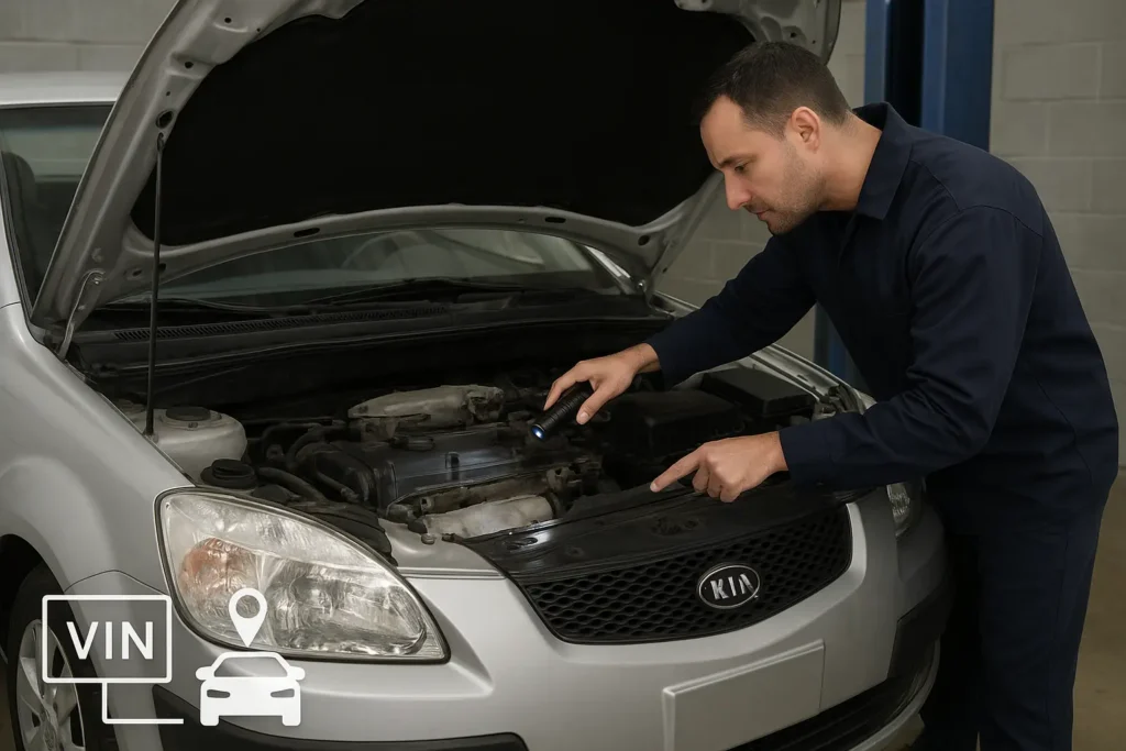 محل شماره موتور و شاسی کیا ریو